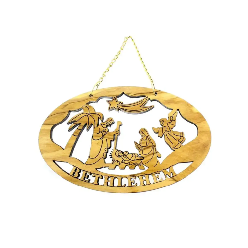 Olive Wood Bethlehem Plaque #PL107