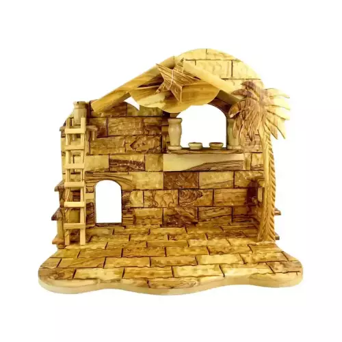 Olive Wood Nativity Grotto w/o Figurines #NA109