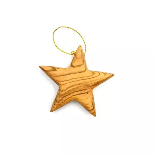 Hanging Olive Wood Bethlehem Star Christmas Ornament #OR120