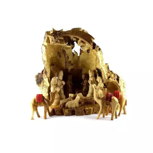 Olive Wood Nativity Grotto Set #NA140