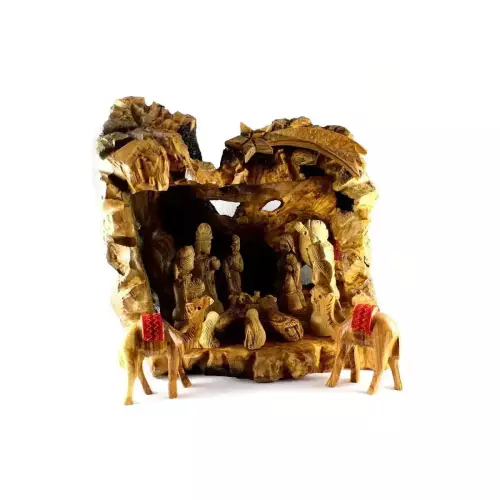 Olive Wood Nativity Grotto Set #NA141