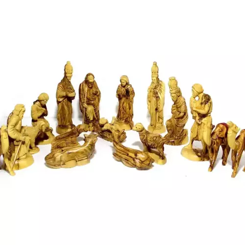 Olive Wood Nativity Figurines w/o Grotto NA105