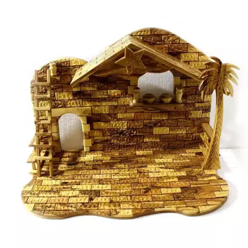 Olive Wood Nativity Grotto w/o Figurines #NA106