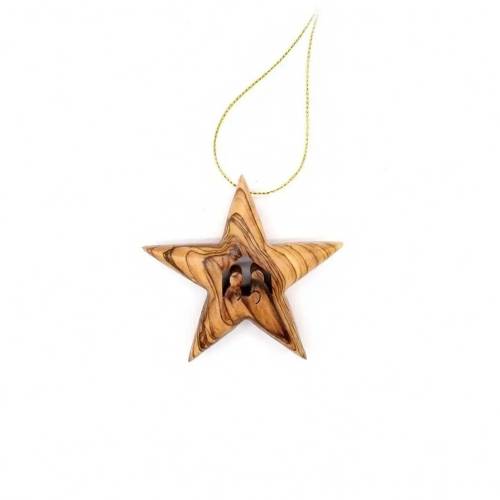 Olive Wood Bethlehem Star Christmas Ornament #OR114