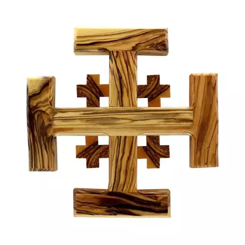 Olive Wood Jerusalem Cross (10 cm / 4”) #CR122