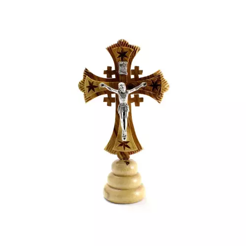 Olive Wood Standing Jerusalem Cross #CR149