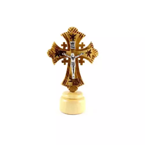 Olive Wood Standing Jerusalem Cross #CR150