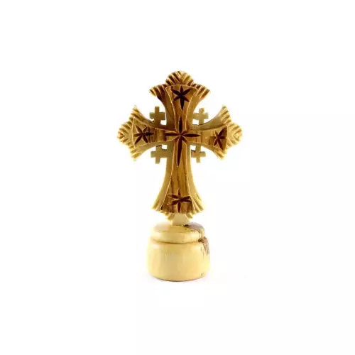 Olive Wood Standing Jerusalem Cross #CR151