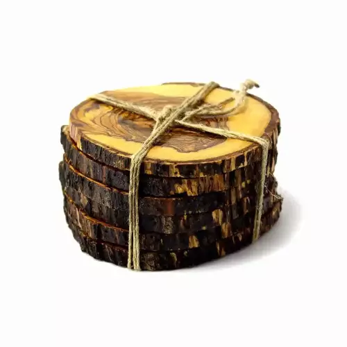 Olive Wood Coasters Set of 6 #KI132
