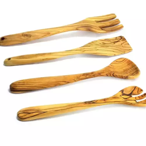 Olive Wood Shaped Cutlery Set #KI101