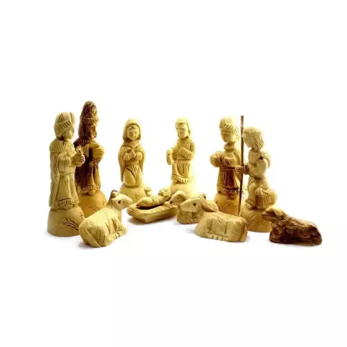 Olive Wood Nativity Figurines w/o Grotto #NA102