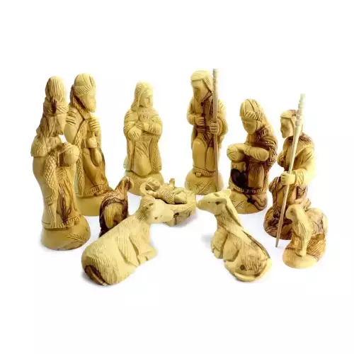 Olive Wood Nativity Figurines w/o Grotto #NA108