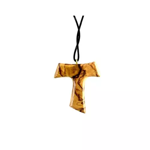 Olive Wood Necklace Tau Cross #J135
