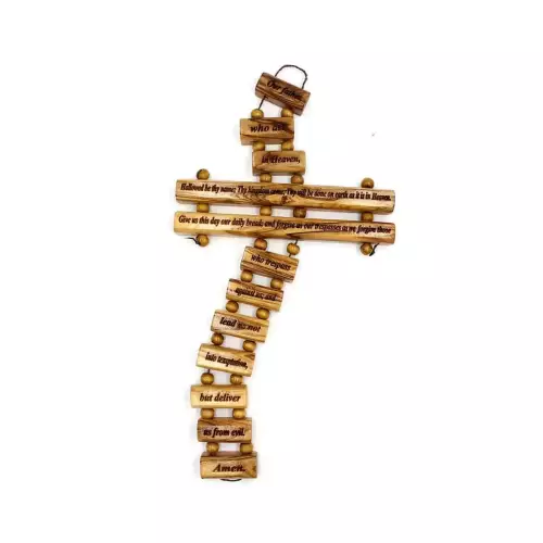 Olive Wood Cross with the Lord’s Prayer (38 CM / 15”) #CR156