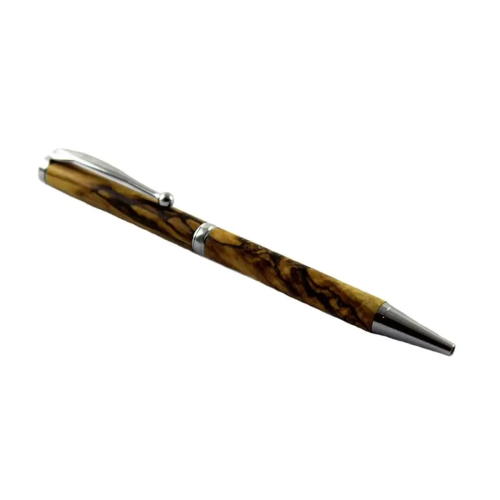 Handcrafted Bethlehem Olivewood Slimline Twist Pen w/ Chrome Fixtures #PE103