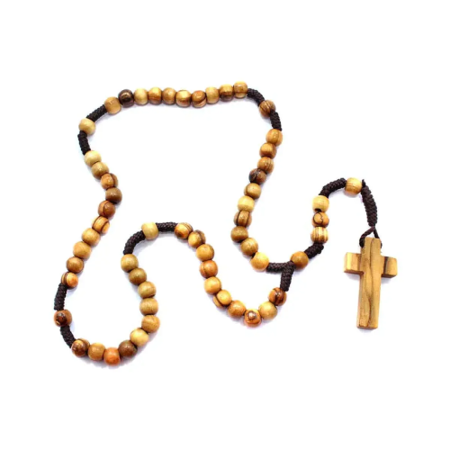 Hand-Strung Plain Olive Wood Rosary #R101