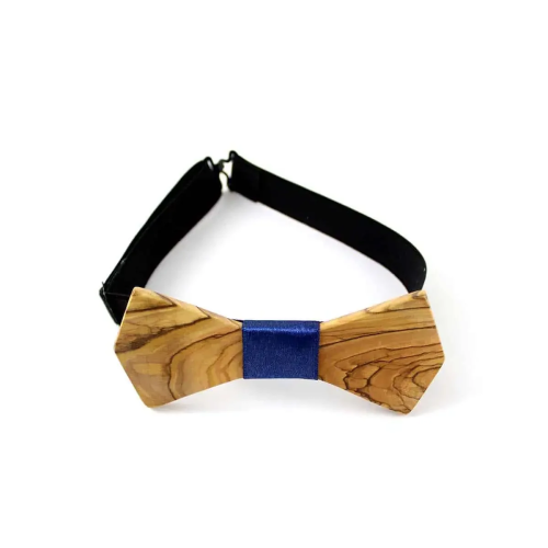 Handcrafted Bethlehem Olive Wood Bow Tie [Diamond Style] #W103