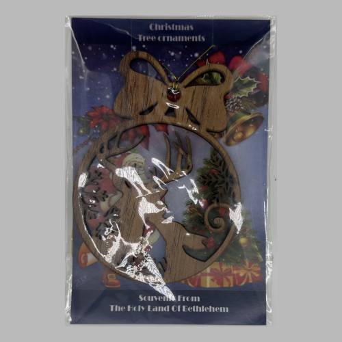 Hanging Olive Wood Christmas Ornament Reindeer Bethlehem #OR125