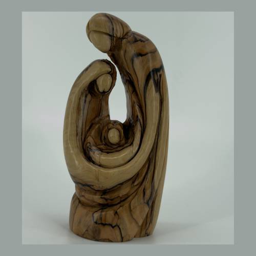 Olive Wood Abstract Holy Family Sculpture #NA178