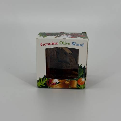 Olive Wood Bell Nativity Christmas Ornament Holy Land Gift Box #NA167