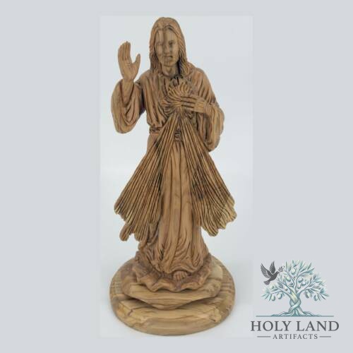 Olive Wood Divine Mercy Jesus Standing Figurine #FI167