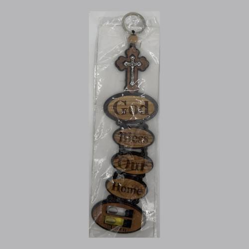 Olive Wood God Bless our Home Jerusalem Hanging Blessing #PL143
