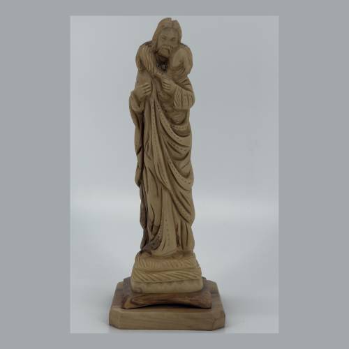 Olive Wood Good Shepherd Figurine with Base #FI180