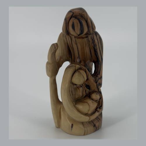 Olive Wood Holy Family Abstract Nativity Figurine #NA153
