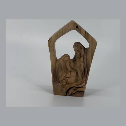 Olive Wood Holy Family Abstract Sculpture Modern Art Holy Land #NA186