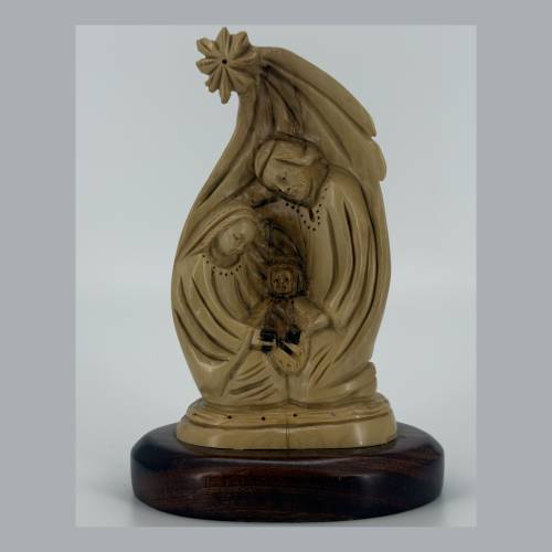 Olive Wood Holy Family Figurine with Star of Bethlehem #NA161