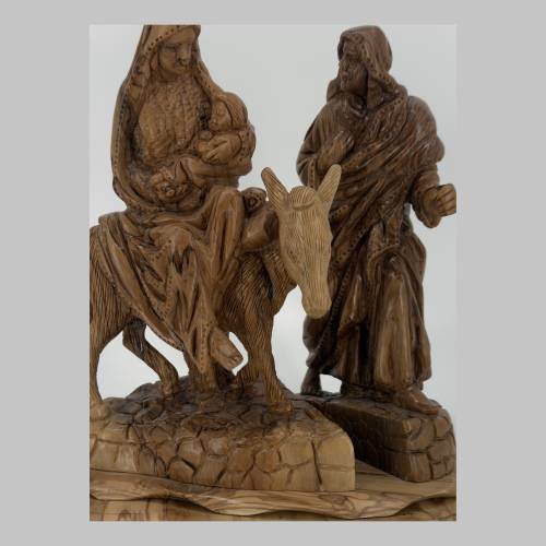Olive Wood Holy Family Flight Into Egypt Figurine #NA166