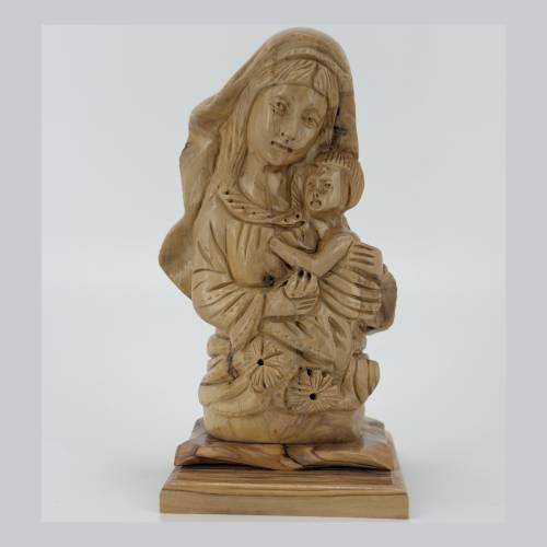 Olive Wood Madonna and Child Figurine Virgin Mary Holy Land #FI174