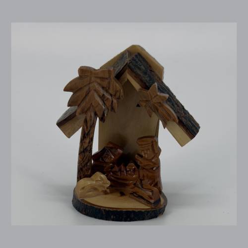 Olive Wood Nativity Grotto Miniature #NA171