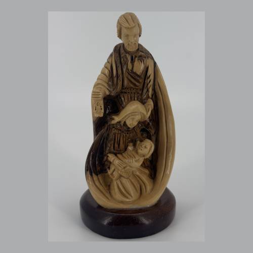 Olive Wood Nativity Heart Frame Grotto Scene #NA149