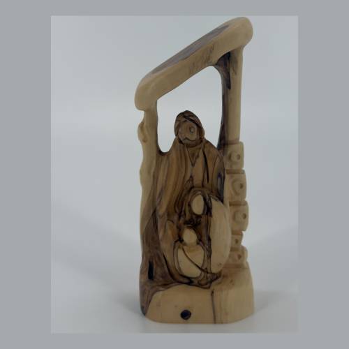 Olive Wood Nativity Heart Frame Grotto Scene #NA151