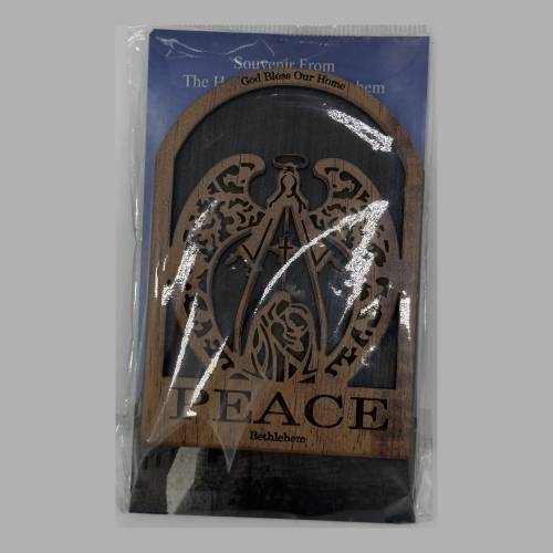 Olive Wood Peace Angel Nativity Plaque Bethlehem Souvenir #NA181