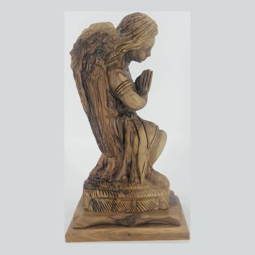 Olive Wood Praying Angel Figurine Kneeling #FI135
