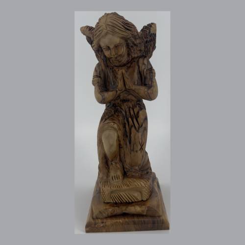 Olive Wood Praying Angel Figurine Kneeling #FI136