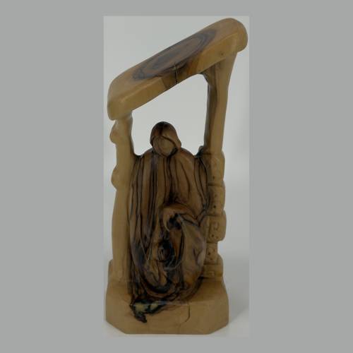 Olive Wood Robed Figure Under Arch Sculpture #NA164