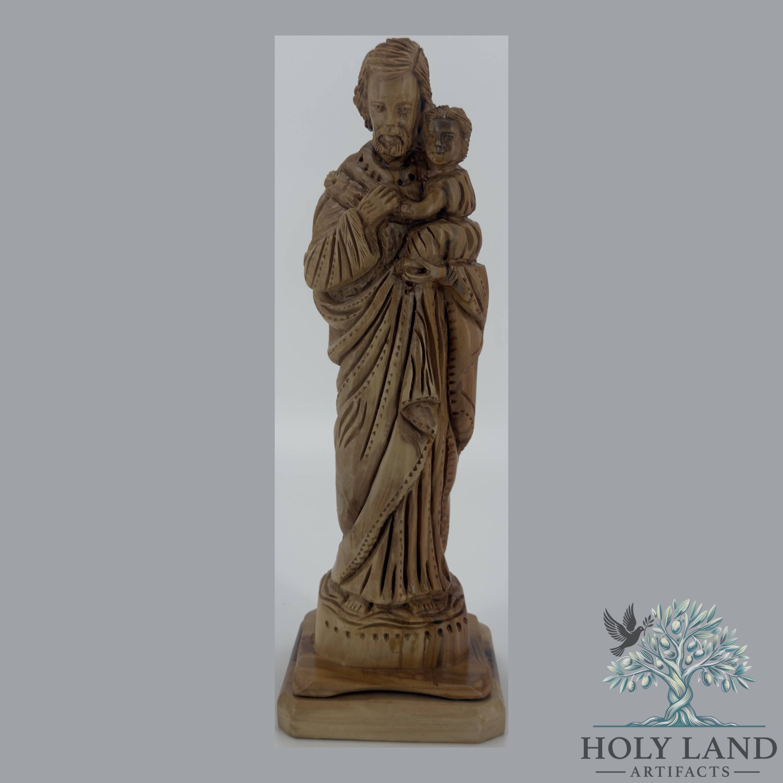 Olive Wood Saint Joseph with Christ Child Figurine #FI142