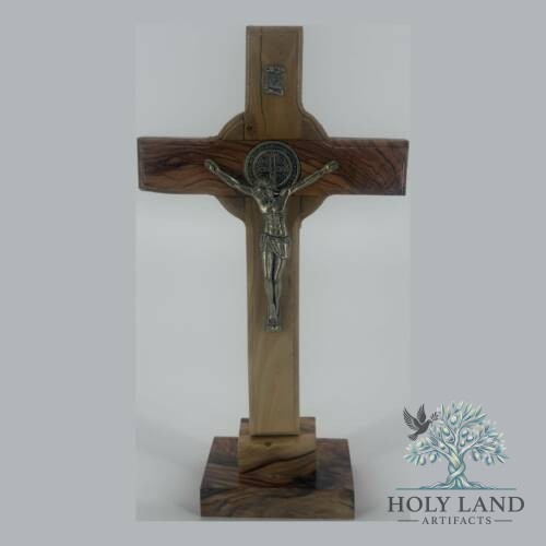 Olive Wood Standing St. Benedict Crucifix #CR187