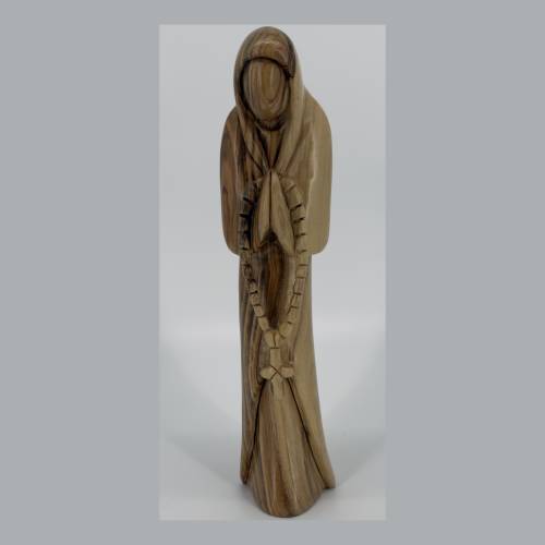 Olive Wood Virgin Mary Prayer Standing Figurine with Rosary #R118