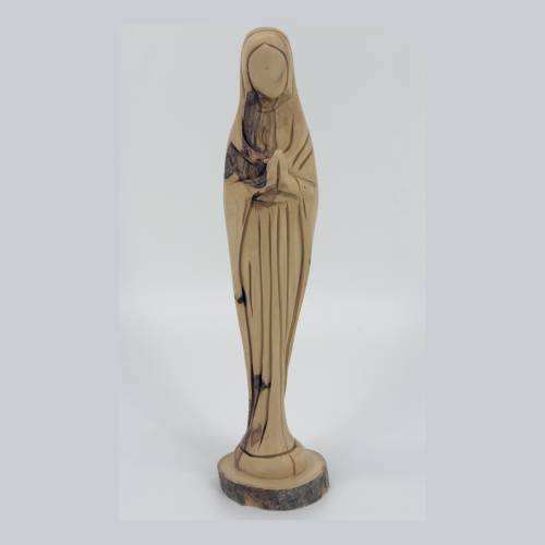 Olive Wood Virgin Mary Prayer Statue with Base #FI183