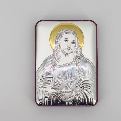 Sacred Heart of Jesus Silver Icon Plaque #PL144